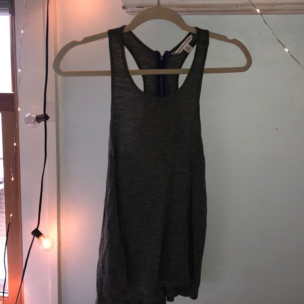 AE Grey Racerback Tank w Color Pop ZIPPER!!